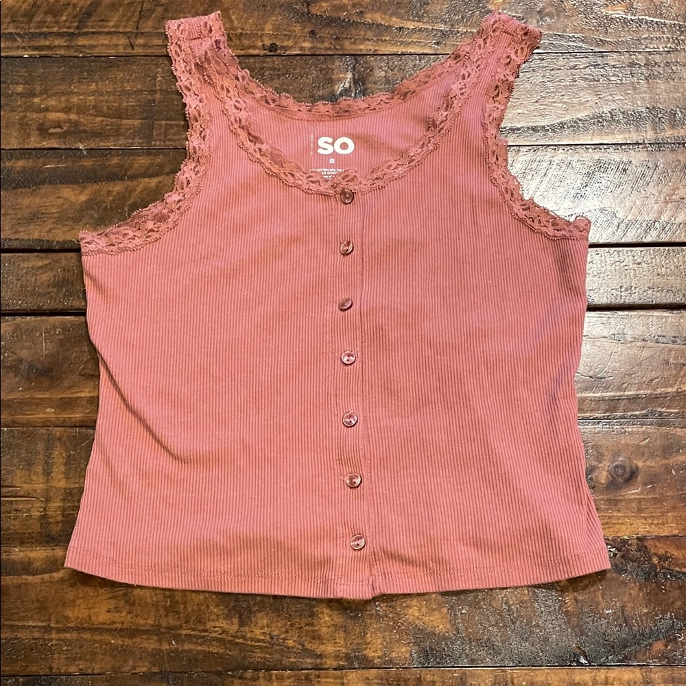 SO Women's Dusty Rose Lace Trim Camisole